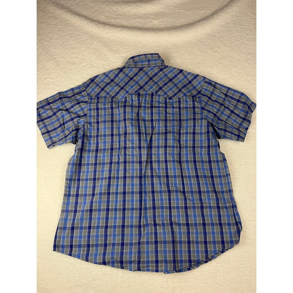 Wrangler Western Plaid Short Sleeve Snap Front‎ Shirt Men's XL Blue Gray - Picture 6 of 8